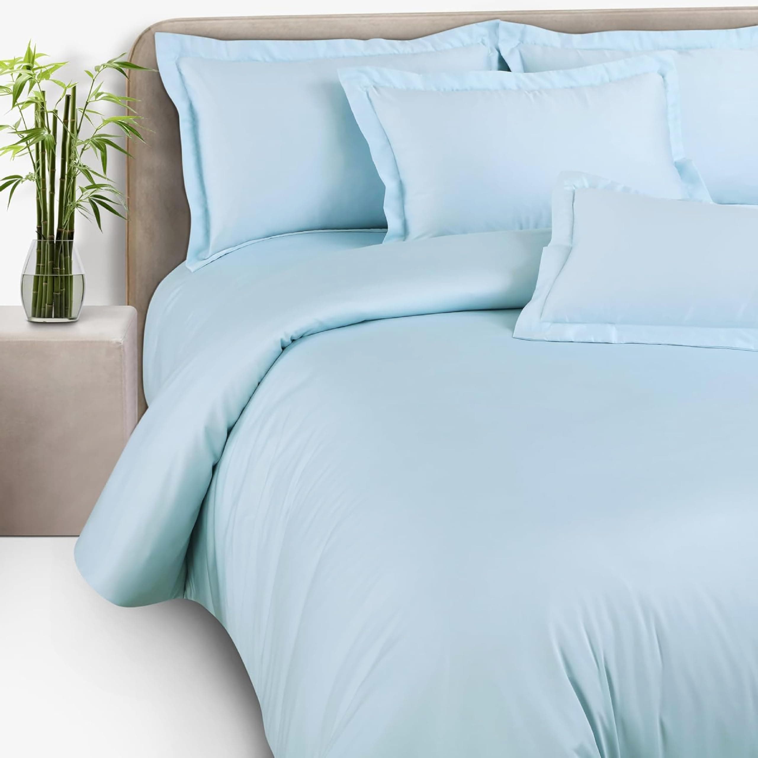 COZY ABODE® 100% Bamboo King Size Bedsheet 275x275 cm with 2 Oxford Pillowcases | 250 TC Ultra Soft, Cooling & Breathable | Plain Solid Luxury Double Bed Sheet