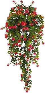 Tdas Artificial Hanging Plants Leaves Eucalyptus Ivy Garlands Plant Greenery Vine Creeper Home Decor Door Wall Balcony Decoration Party Festival - 1 Pcs (Red)