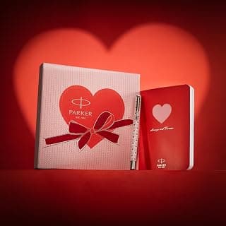Parker Vector Standard | Special Edition Gifting Set | Rollerball Pen with Heart Cut-Out Notebook | Blue Ink | Advanced Navigator Technology | Gift for Her & Him