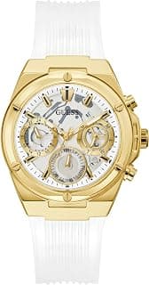 GUESS Plastic Clear Dial Women Analog Watch - Gw0409L2, Dial_Gold, Band_Grey
