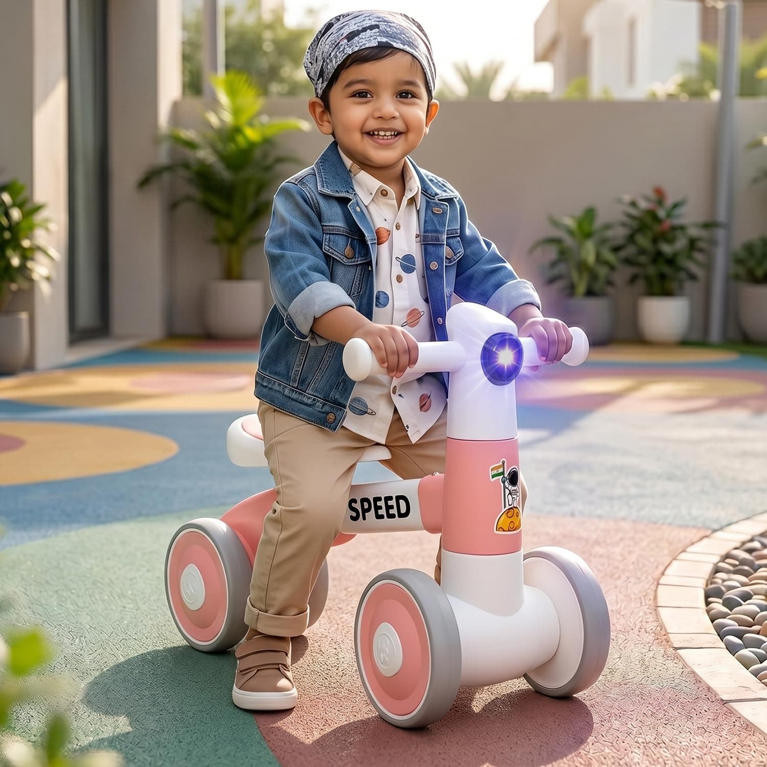 Toyzone Impex Pvt Ltd Toyzone Balance Bicycle_Pink |Bicycle Ride On|Push Cycle with Music & Lights |Manual Mini Ride on for Boys & Girls|Sturdy First Riding Toy | Kids