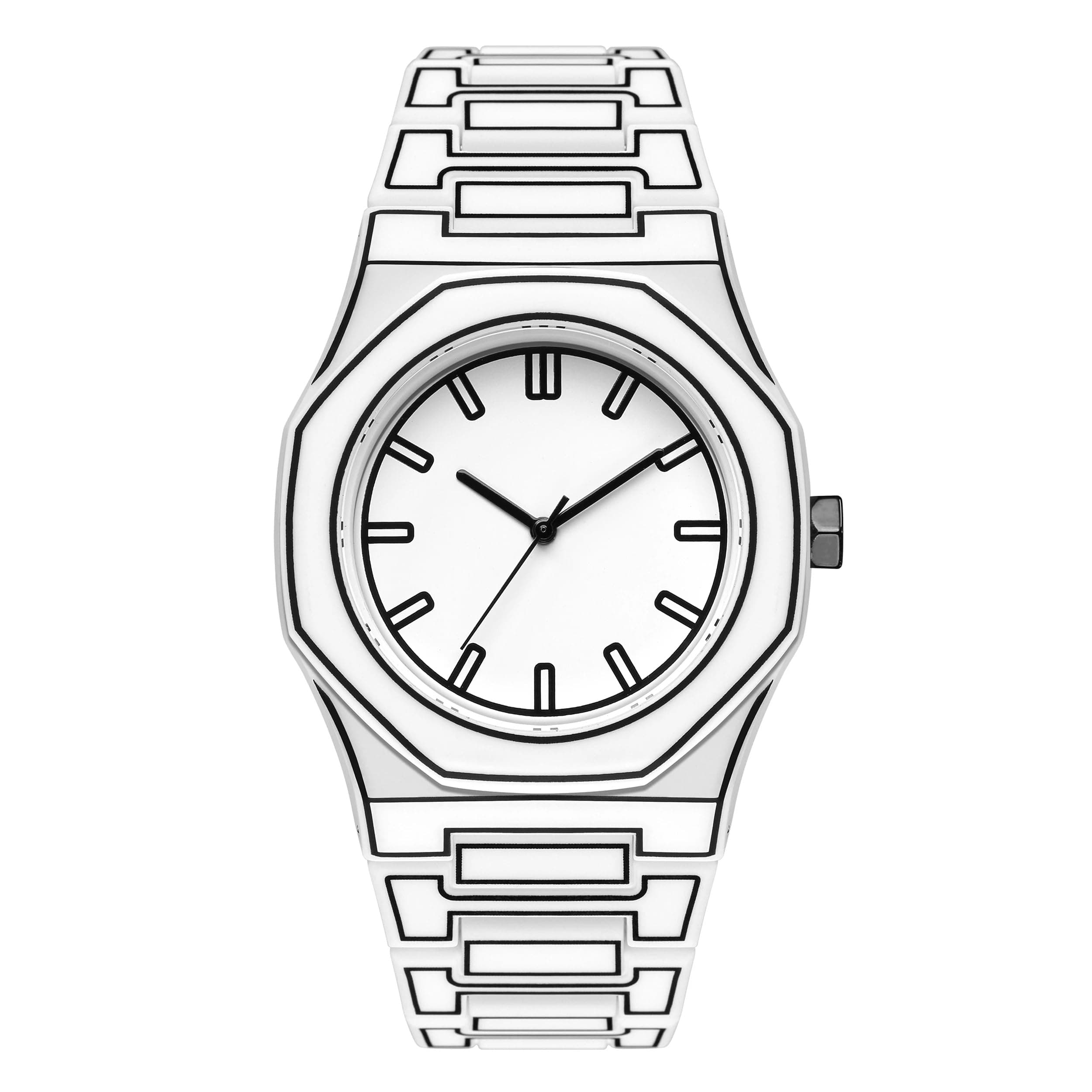 Shocknshop Minimalist Creative Sketch Design Black Analog Plastic Chain Strap Wrist Watch for Men Boys -WCH375