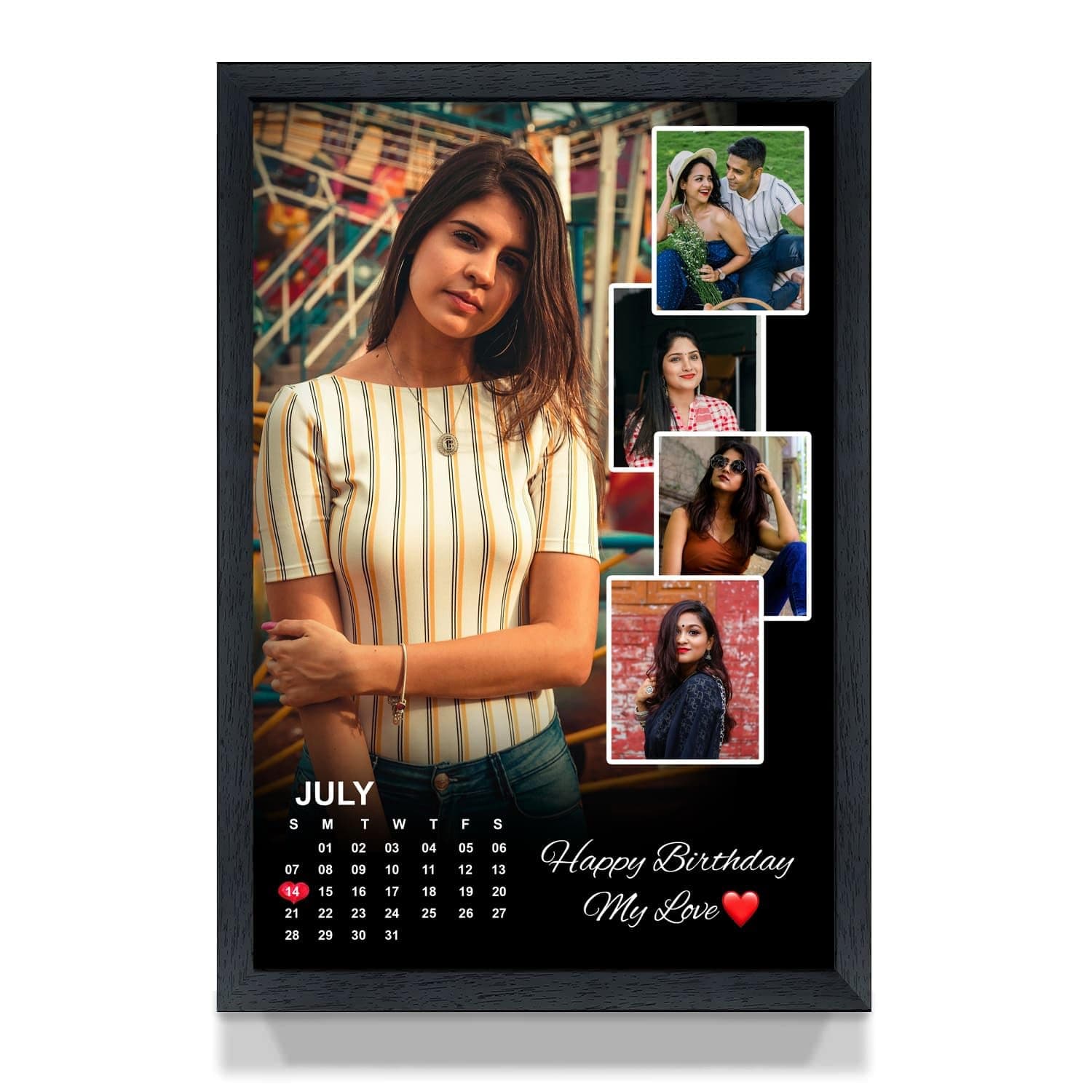 A Perfect Gifter Happy Birthday Black Personalised Photo Collage Frame, Birthday Collage, Wedding &, Friend Gift, Valetine's Day Frame (8 X 10 INCH)