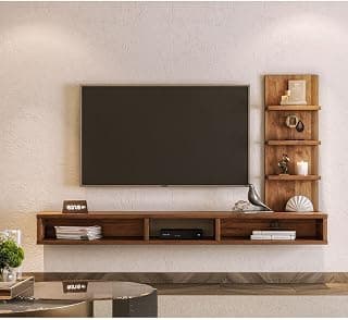 Wakefit TV Unit | 1 Year Warranty | Wall Mount TV Stand, Engineered Wood with Wall Mount Display Rack Upto 42'' (Expo, Columbian Walnut)