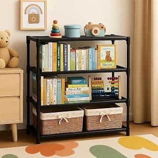 Bagnizer Book Self – 4 Cases Portable Book Shelf, Kids Books Racks for Home Plastic, Bookshelf for Home, Book Shelves, Book Stand, Organizer, Rack for Study Room/Library