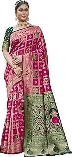 Yashika Women's Banarasi Kanjivaram Silk Woven Saree | Animal Printed Patola Silk Saree for Women