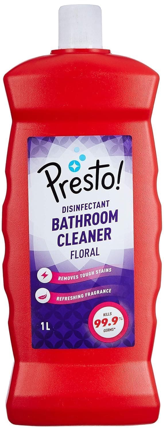 Amazon Brand - Presto! Bathroom Cleaner | Floral | 1 Litre | Suitable For Bathroom Floors, Slabs, Wall Tiles, Sinks, Basins, Stainless Steel Taps & Shower Heads