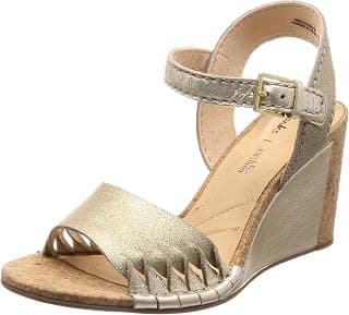 Clarks Women's Spiced Poppy Champagne Wedge Sandal-7 Kids UK (26140794)