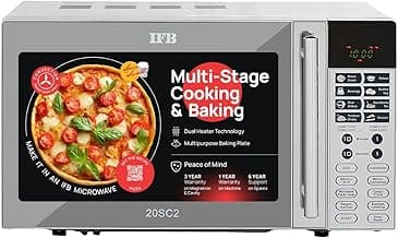 IFB 20L Convection Microwave Oven, 24 Standard Cook Menus (20SC2, Metalic Silver, Steam Clean, Weight Defrost, Grill & Multi-Stage Cooking, 10 Power Levels)