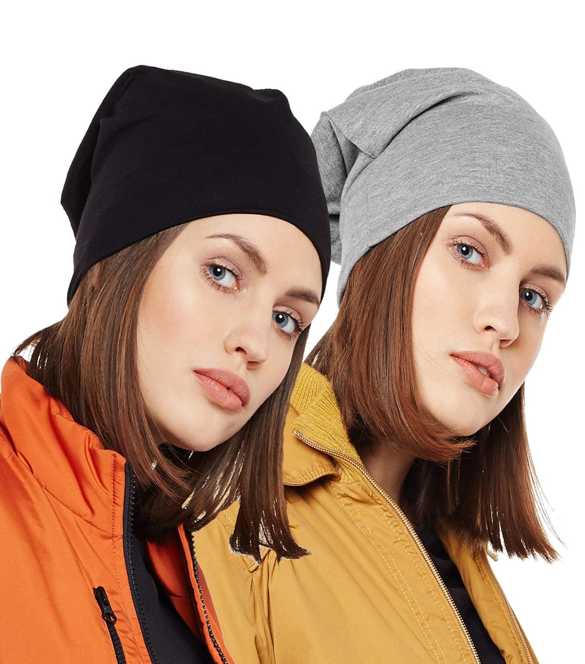 Mack Jonney - Cotton Blend Beanie Hat for Women(Pack of 2)-VJ-WNCAP02-GROUP1-NEW