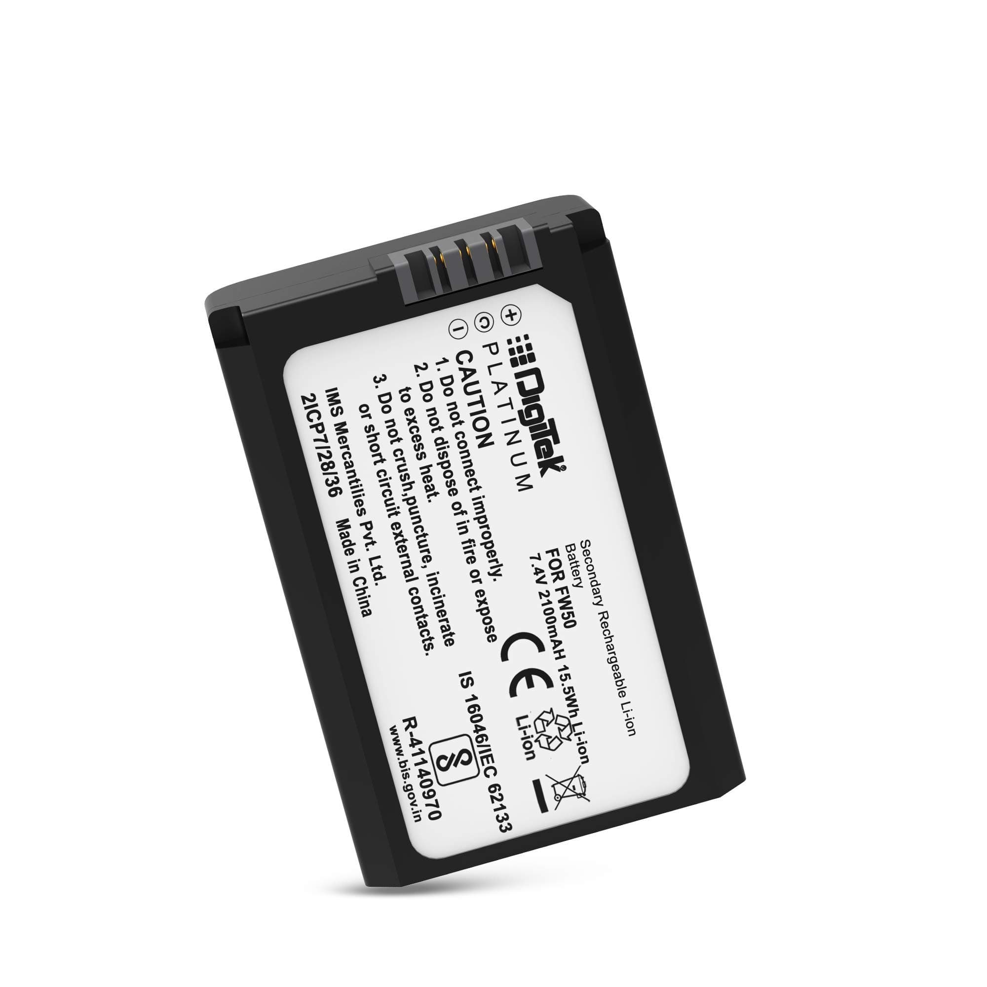 DIGITEK® (Platinum FW 50) Platinum Lithium-ion Rechargeable Battery for Sony DSLR Camera | Compatibility - Alpha NEX-3, 5, 6 Series Cameras, DSLR-SLT-A33, DSLR-SLT-A55