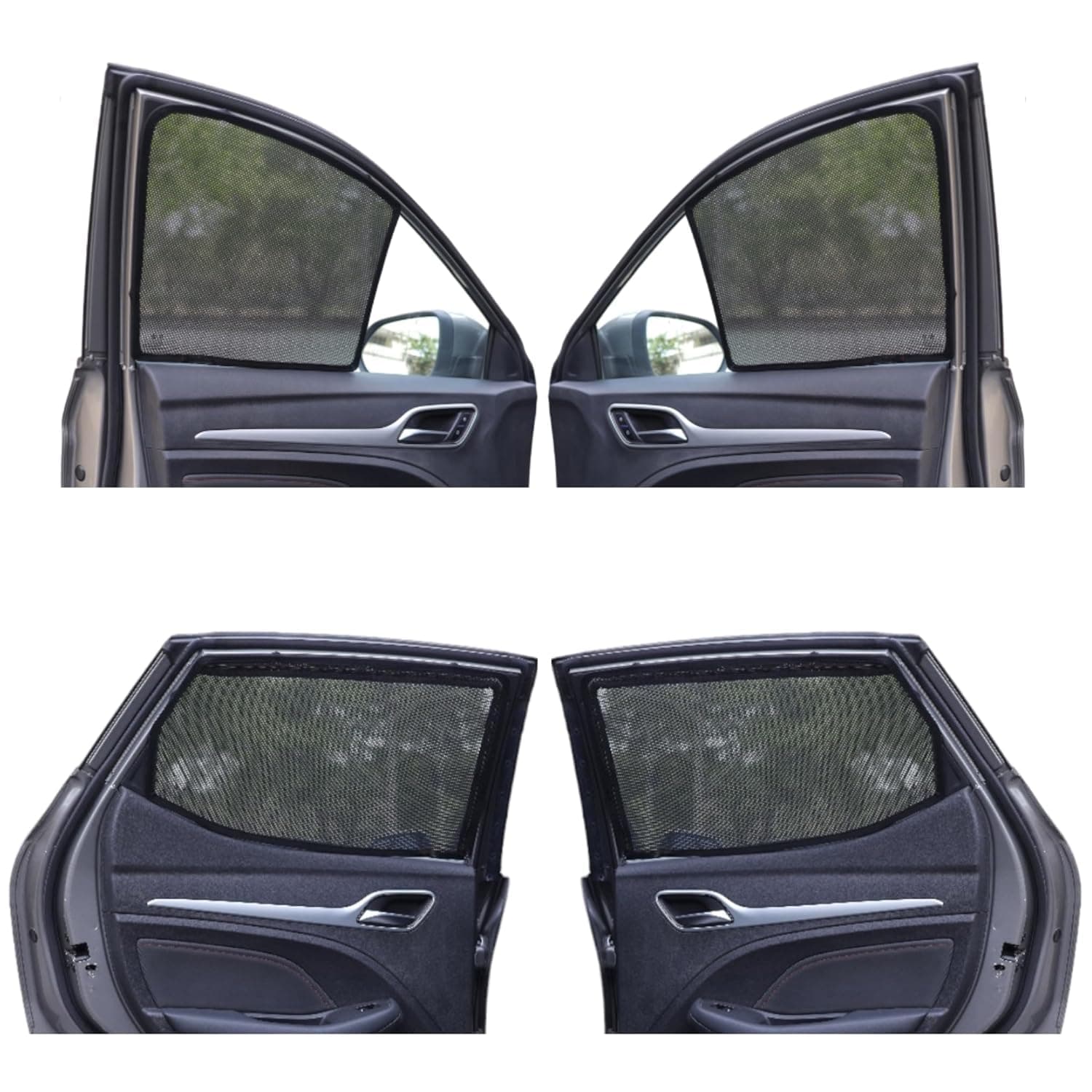 NEODRIFT 'NeoShade' Magnetic Car Sunshades for MG Astor (Set of 4 - Front & Rear - Zipper Only on Rear Row)(UV Protection, Magnetic Grip, Privacy & Heat Control)