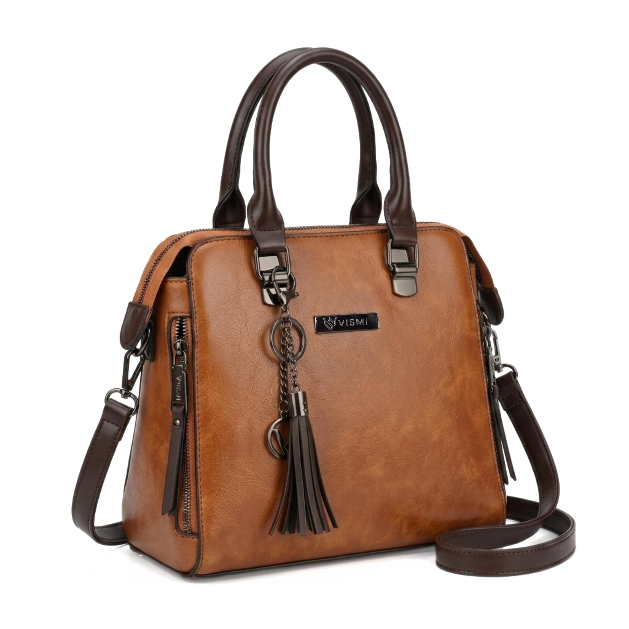 VISMIINTREND Hand bags for Women Stylish, Sling bag | Rakhi Gift for Sister | 6 Pockets Satchel / Handbag , PETA Approved Vegan Leather Ladies Purse for Office , Perfect Birthday & Rakshabandhan Gift