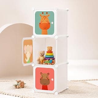 Lifelong Kids Storage Cabinet Organizer | 3 Racks for Organized Storage | Multipurpose Wardrobe for Kids Clothes, Toys & Books | Lightweight, Portable & Spacious Shelf for Home Use (LLHSRK02, White)