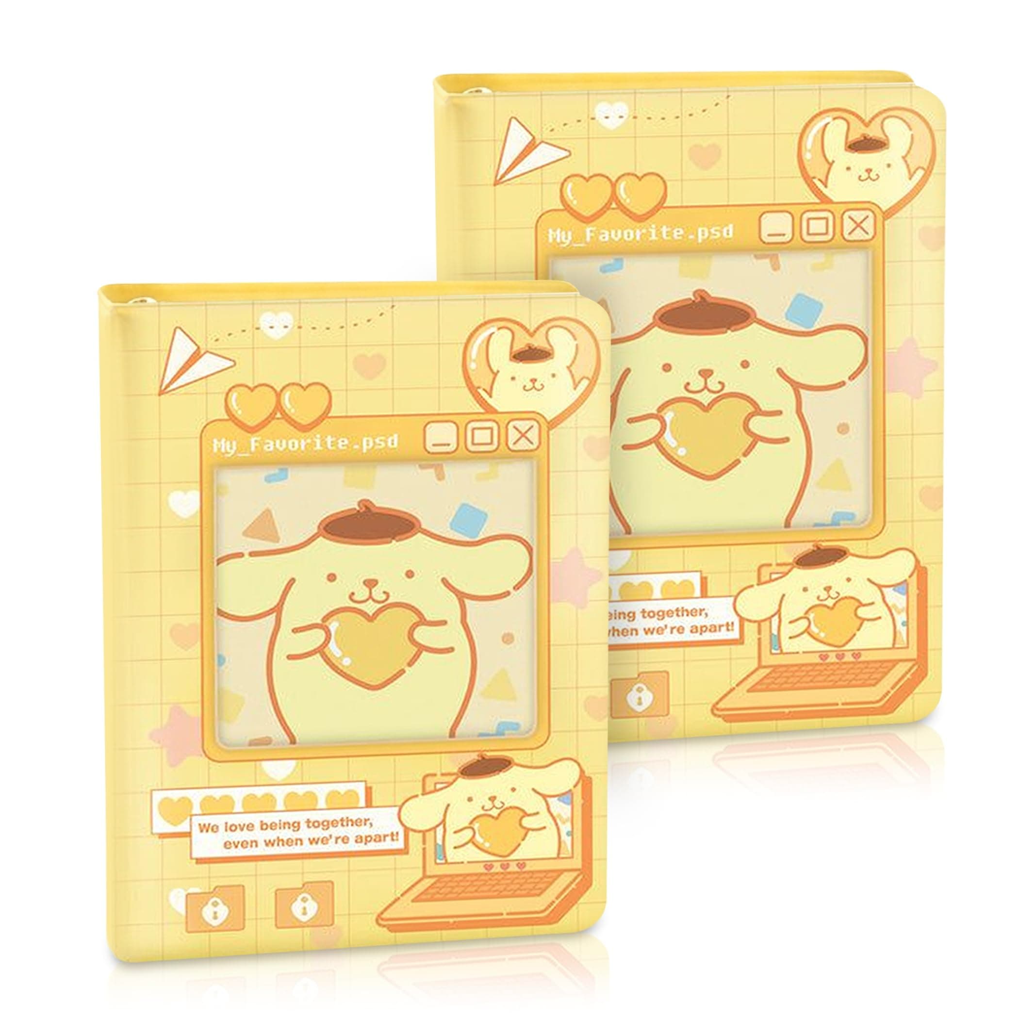 GLUN® Printed Premium Card & Mini Photo Album Pack of 2, Yellow Colour 20 Pages Instant Camera Photo Holder, Portable Card Organiser for Visiting Cards, Polaroid Pictures & Memory Storage