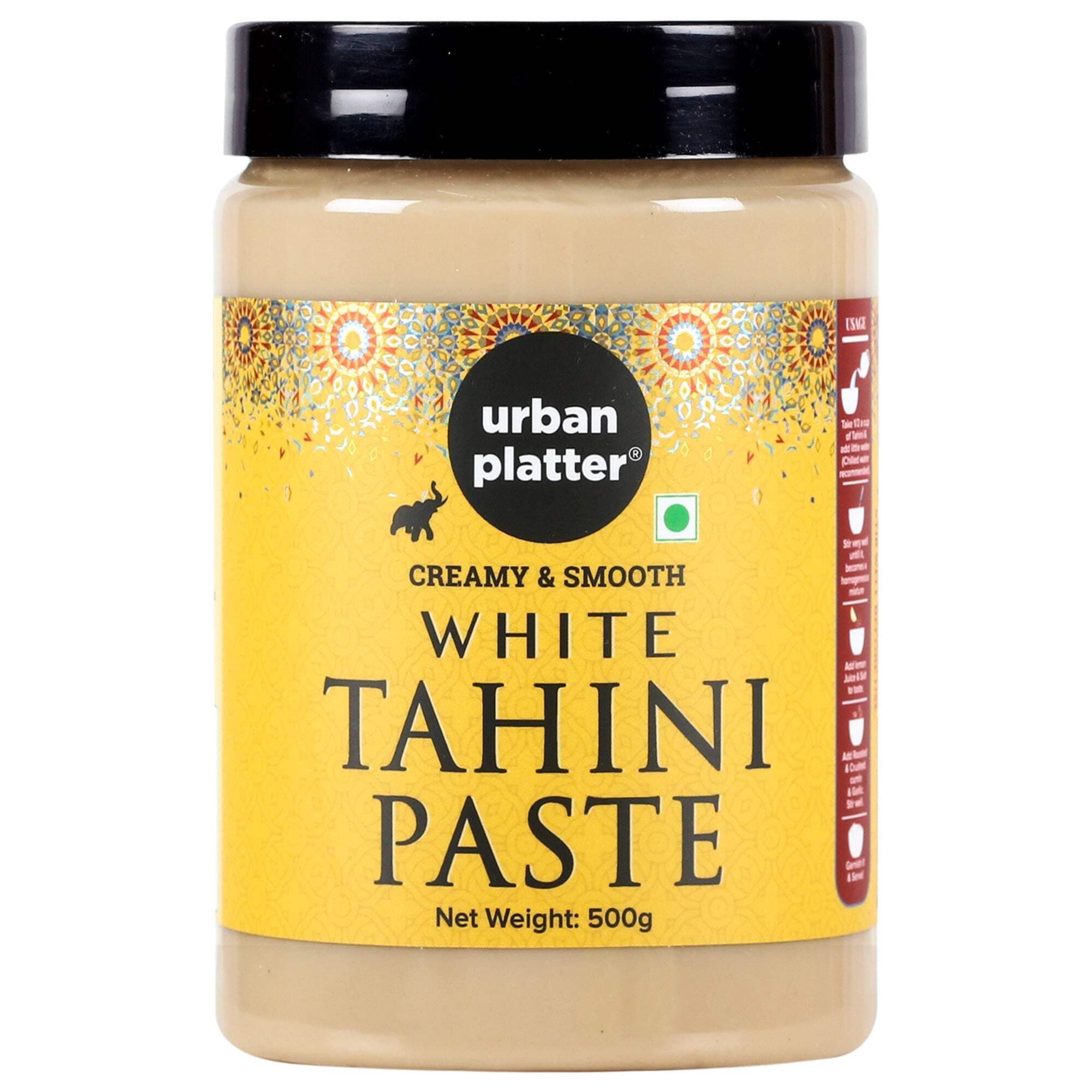 Urban Platter Tahini Paste, 500g (Smooth & Creamy White Sesame Paste, No Additives, Ideal for Hummus, Shawarma Sauce, Baba Ghanoush & Salad Dressings)