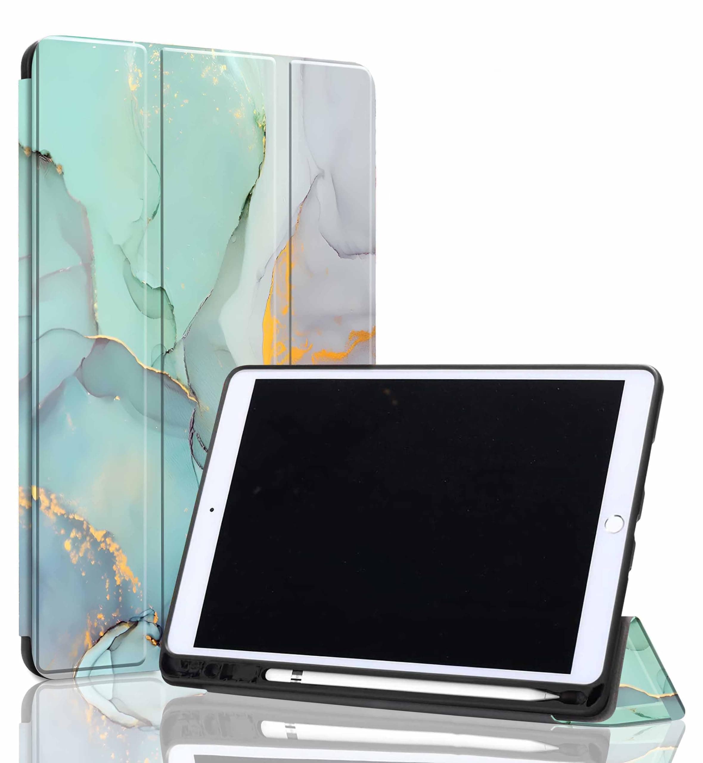 ProElite Cover for Apple iPad Air 3 10.5 inch Case Cover, Smart Flip Case Cover for Apple iPad Air 3/Pro 10.5" with Pencil Holder and Flexible Back, Marble Green
