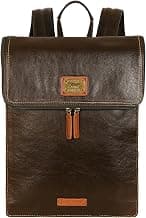 Hidesign Genuine Leather Mens Backpack - Olive/Amber/Olive