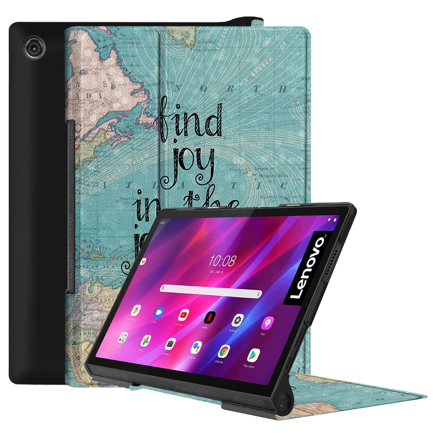 Swook PU Leather Flip case Cover with Auto Wake & Sleep for Lenovo Yoga Tab 11 (YT-J706F) 11 inch Tablet (Find Joy)