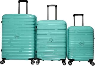 Skybags Set of 3 (Cabin+ Medium+Large) Polypropylene Hard Suitcase (56+67+77 cm) | Luggage Trolley with 8 Spinner Wheels Anti Theft Zipper,Light Weight with 5 Years International Warranty (CORAL BLUE)