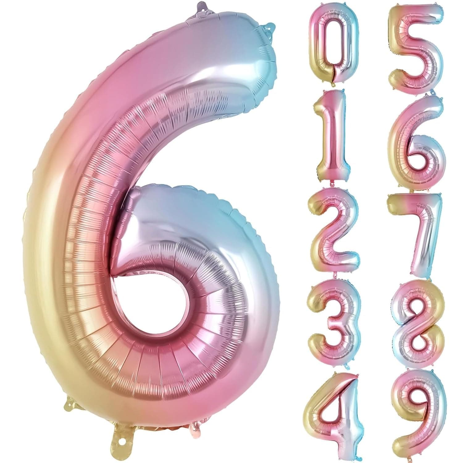 Rozi Decoration Large 32 Inch Rainbow Number 6 Foil Balloon – Gradient Metallic Birthday Decoration Balloon | Easy Inflate & Hang | Perfect for Kids & Adults Celebration Décor