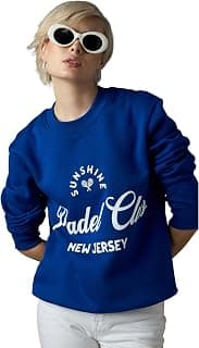 SASSAFRAS Women Padel Club Printed Regular Fit Fleece Sweatshirt