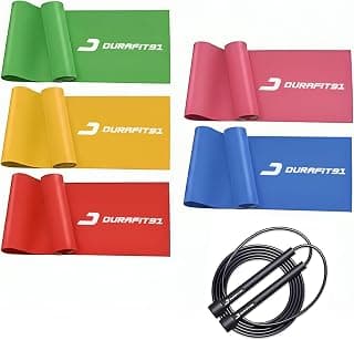 Durafit91 Resistance Bands Set of 5(Extra Light to Extra Heavy) Exercise Thera Band for Men & Women, Natural Latex Stretch Band for Yoga, Pilates, Strength Training, Home Workout, Gym Fitness