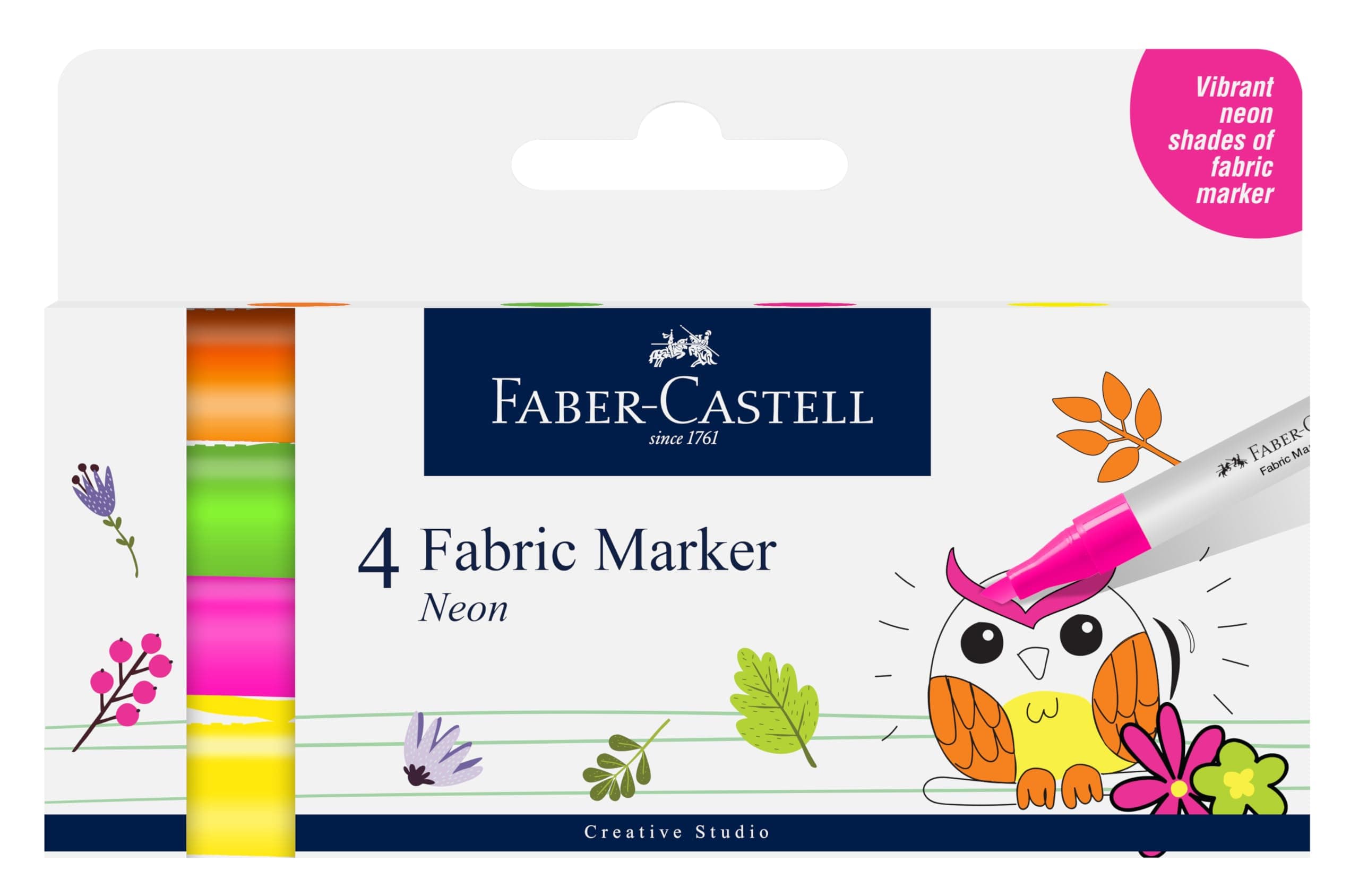 Faber-Castell CREATIVE STUDIO FABRIC MARKER- NEON SET OF 4