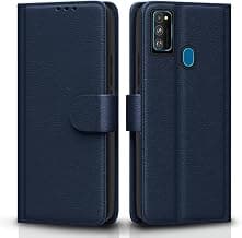 Pikkme Flip Cover for Samsung Galaxy M30s / M21 / M21 2021 Leather Finish | Inside TPU with Card Pockets | Wallet Stand and Shock Proof | Complete Protection Flip Case(Blue)