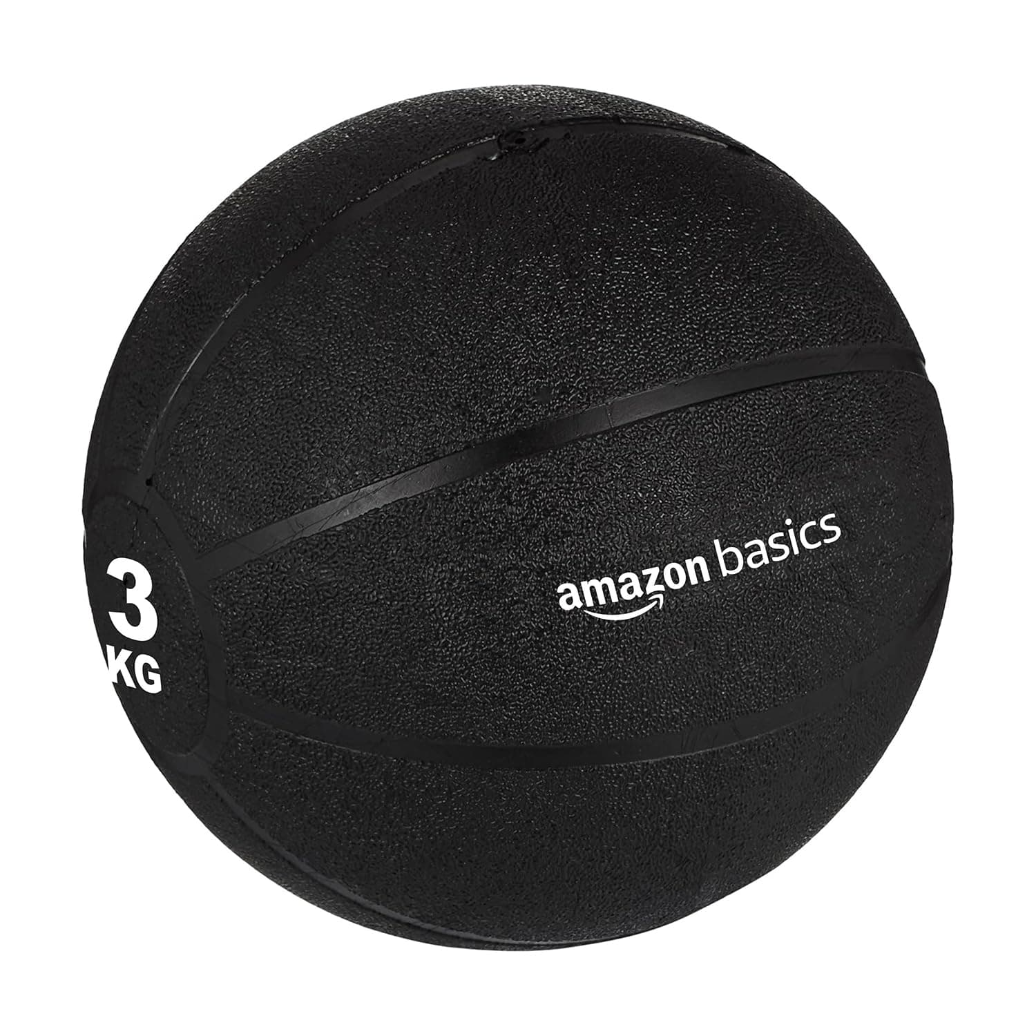 Amazon Basics Rubber Medicine Ball | Exercise Ball | Textured Finish for Strong Grip | Exercise & Fitness | 3 Kg | Black
