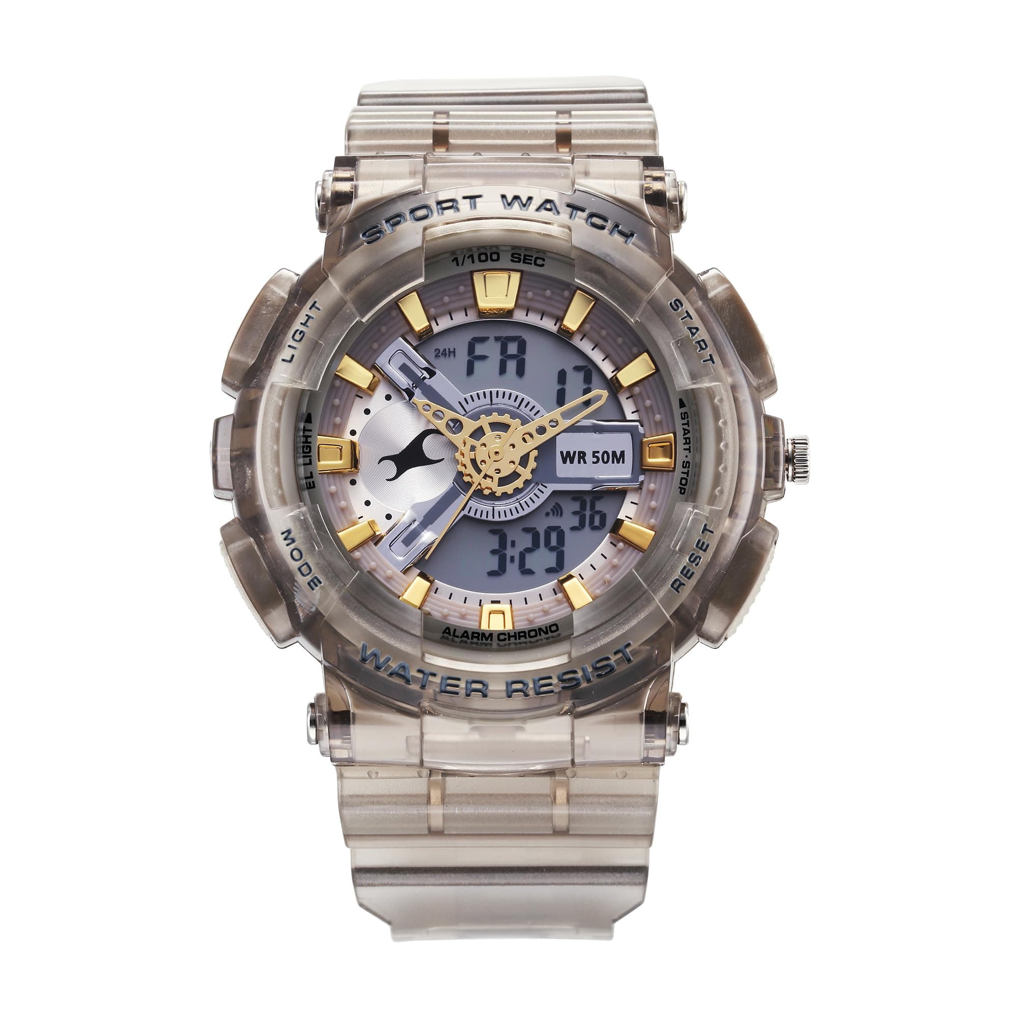 Fastrack StreetStyle Analog Digital Dial Translucent Grey PU Strap Watch for Guys - 38116PP02