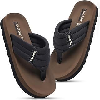 DOCTOR FEEL SOFT Cushioned Flip Flops for Men | Padded Fabric Strap Thong Slippers | Lightweight Anti-Slip EVA Sole Everyday Wear Footwear