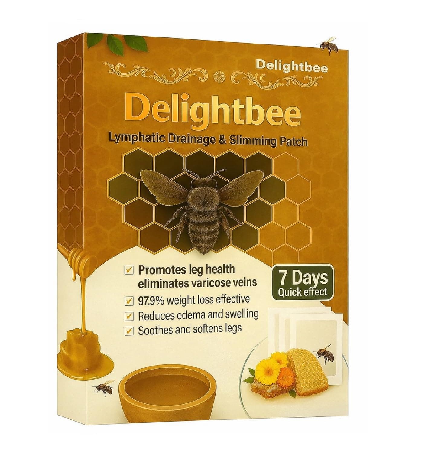Delightbee Detox foot patches & Body Shaping. Stress Relief Sleep Patch. Toxin Removal, Pain Relief, Better Sleep & Blood Circulation for Men & Women (10 Patches)