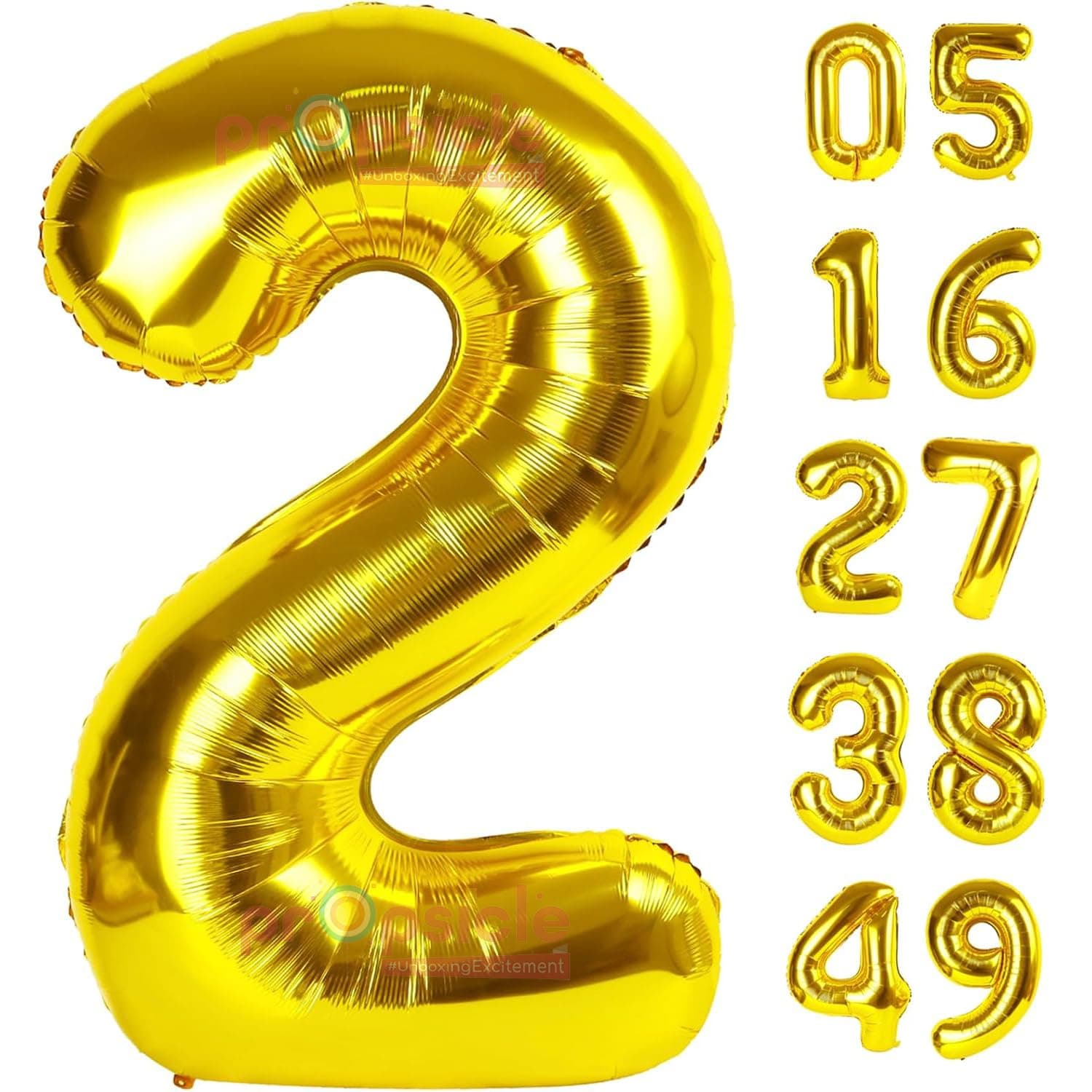 Propsicle 16 inch Number 2 Foil Balloon - Gold Numeric Balloon for Birthday Decoration, Anniversary, Milestone, Kids Party Backdrop - No. Two Balloon for Cake Table & Photos