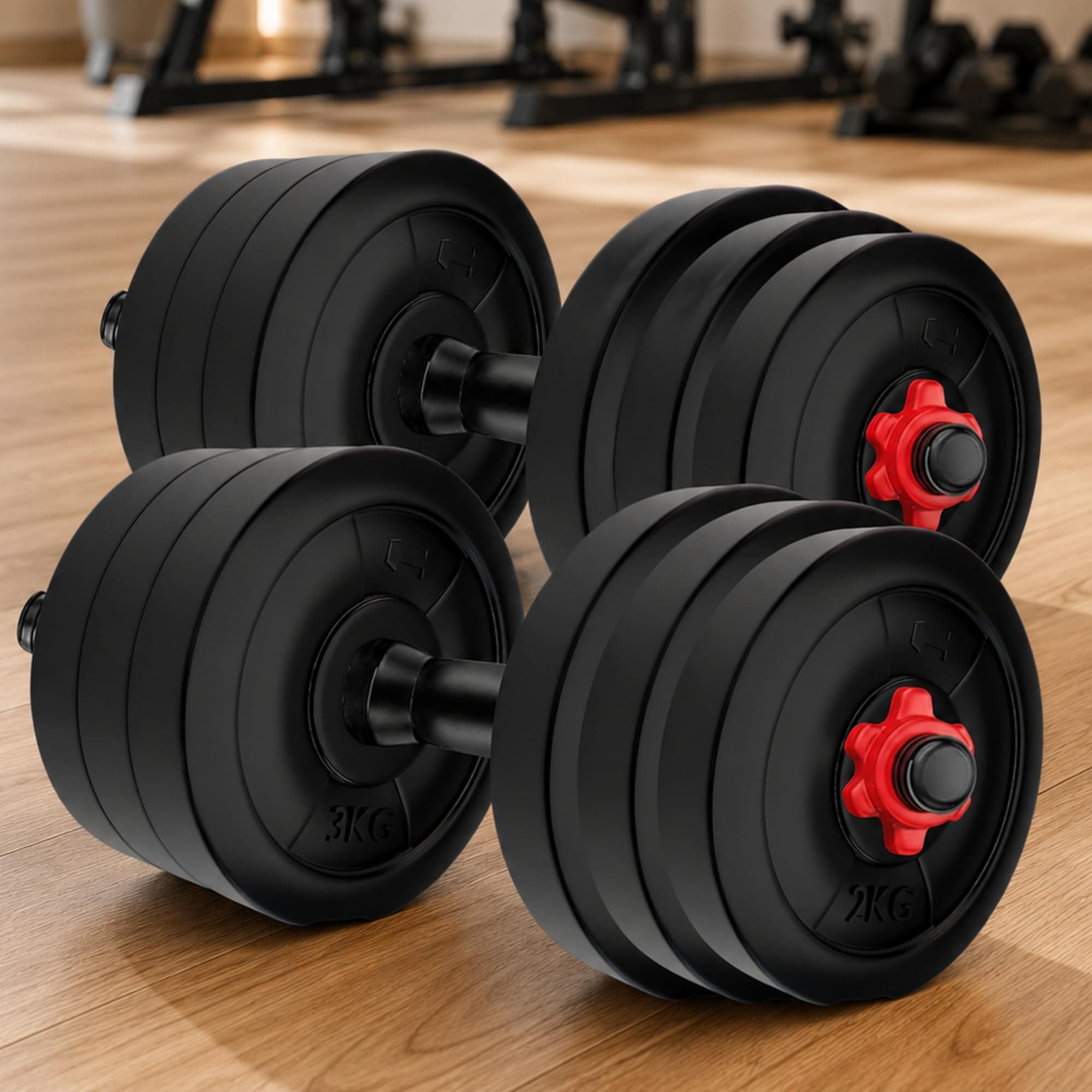 SX Fitness Adjustable PVC Dumbbells Weights With Dumbbells Rods For Home Gym & Strength Training (Black)
