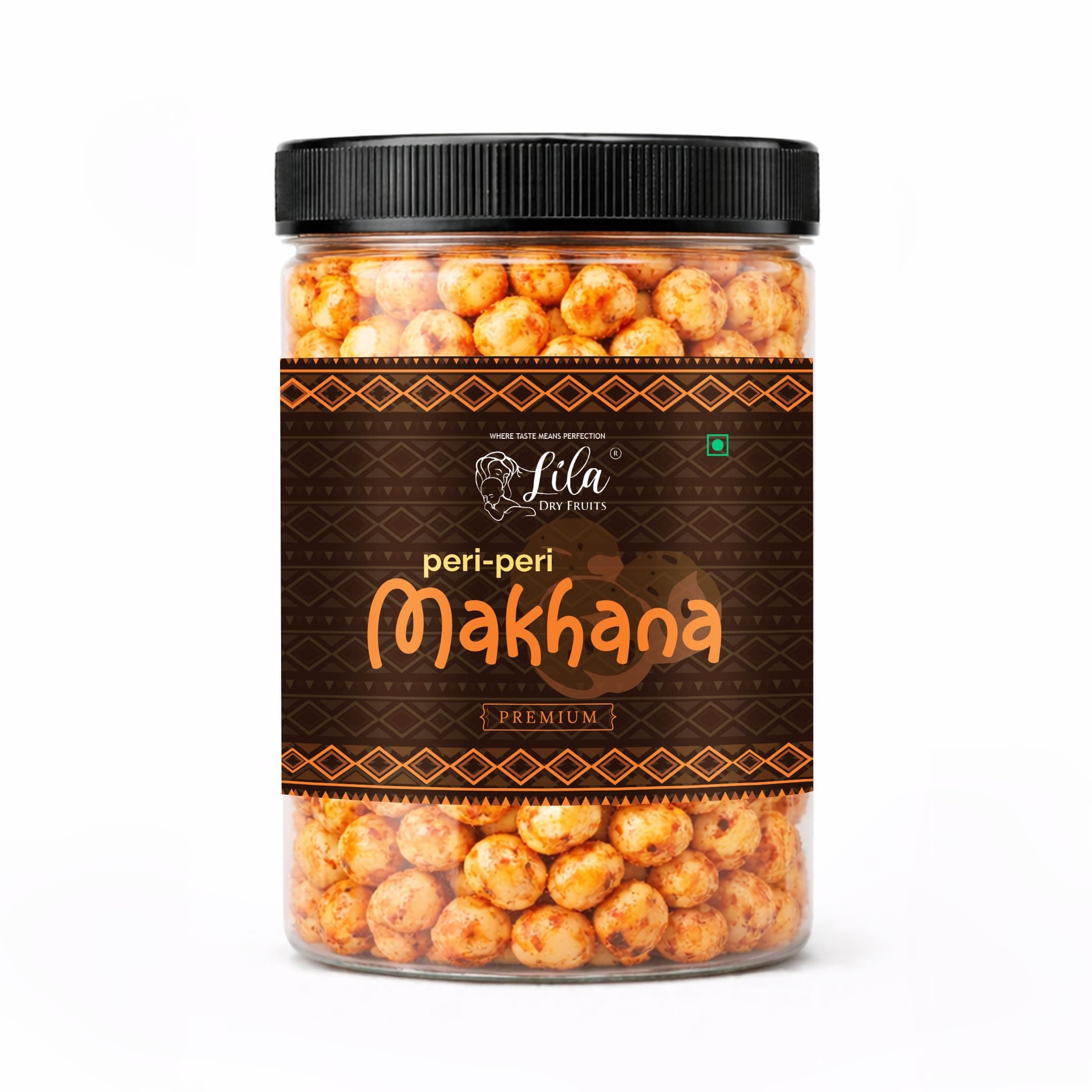 LILA DRY FRUITS Roasted and Flavoured Makhana 100 G Peri Peri Makhana | Namkeen Snacks & Puffed Snacks | Healthy Fox Nuts Snack Cholesterol Free | Rich In Protein & Fiber Perfect for Gifting