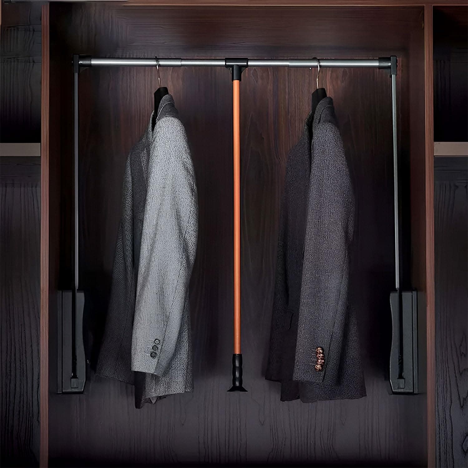 VOLO Soft Close Pull Down Cloth Lifter – Adjustable Aluminium Wardrobe Rail Lift (920–1240mm), Retractable Closet Rod Organizer | Space Saving Hanger with Smooth Hydraulic Lift, 15kg Capacity