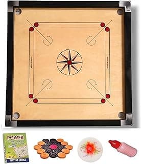 Superior Matte Finish Practice Carrom Board for Serious Professional Practice with Coins Striker and Powder Black New (20 inch Carrom Platinium-01)