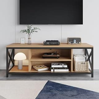 Amazon Brand - Umi Engineering Wood Floor Standing TV Entertainment Unit Set Top Box Stand TV Cabinet with Shelves for Books & Décor Display Unit, Upto 55 Inches - TVU-008 (120 * 40 * 45 cm)