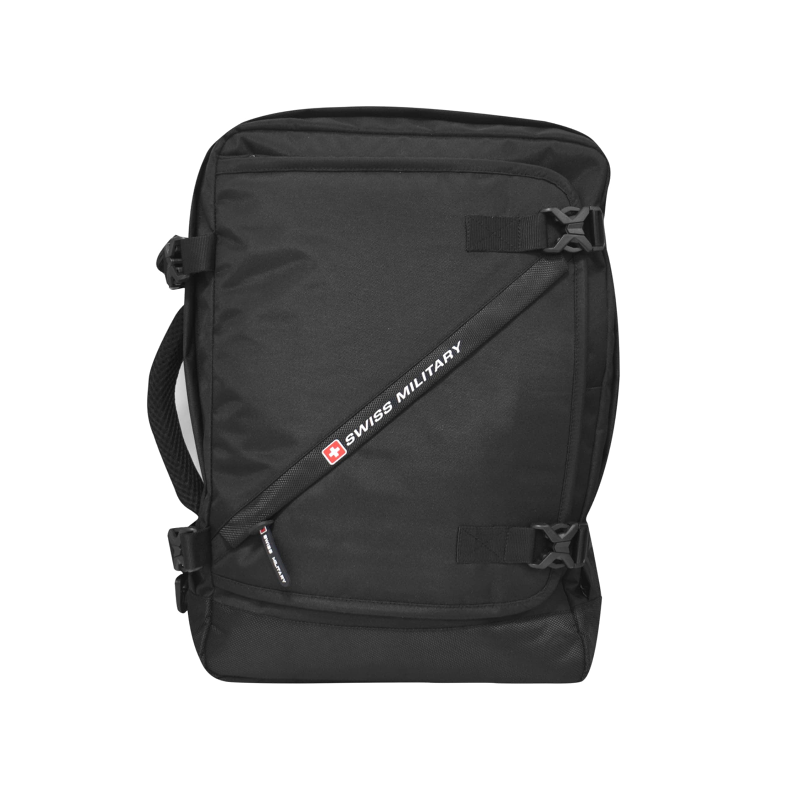 SWISS MILITARY Trigger Laptop Backpack cum Sling Bag 16L, 15.6" Laptop Compartment, Office Organiser and Multi Storage Compartment Daily Travel Bag for Men & Women, Office, School and College Black