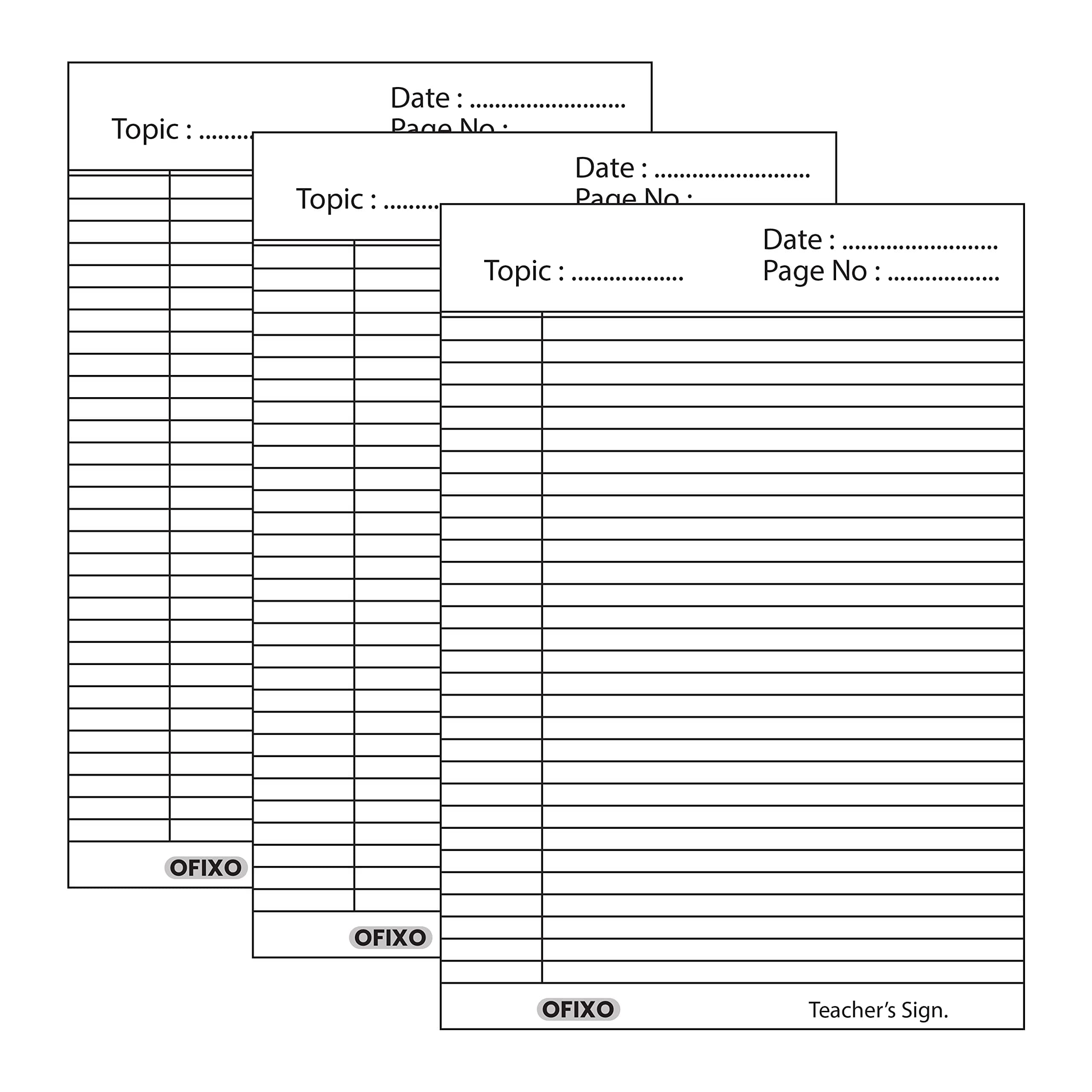 OFIXO Both Side Ruled Sheet for Project/Assignment- A4 Size (Pack of 100 sheets)