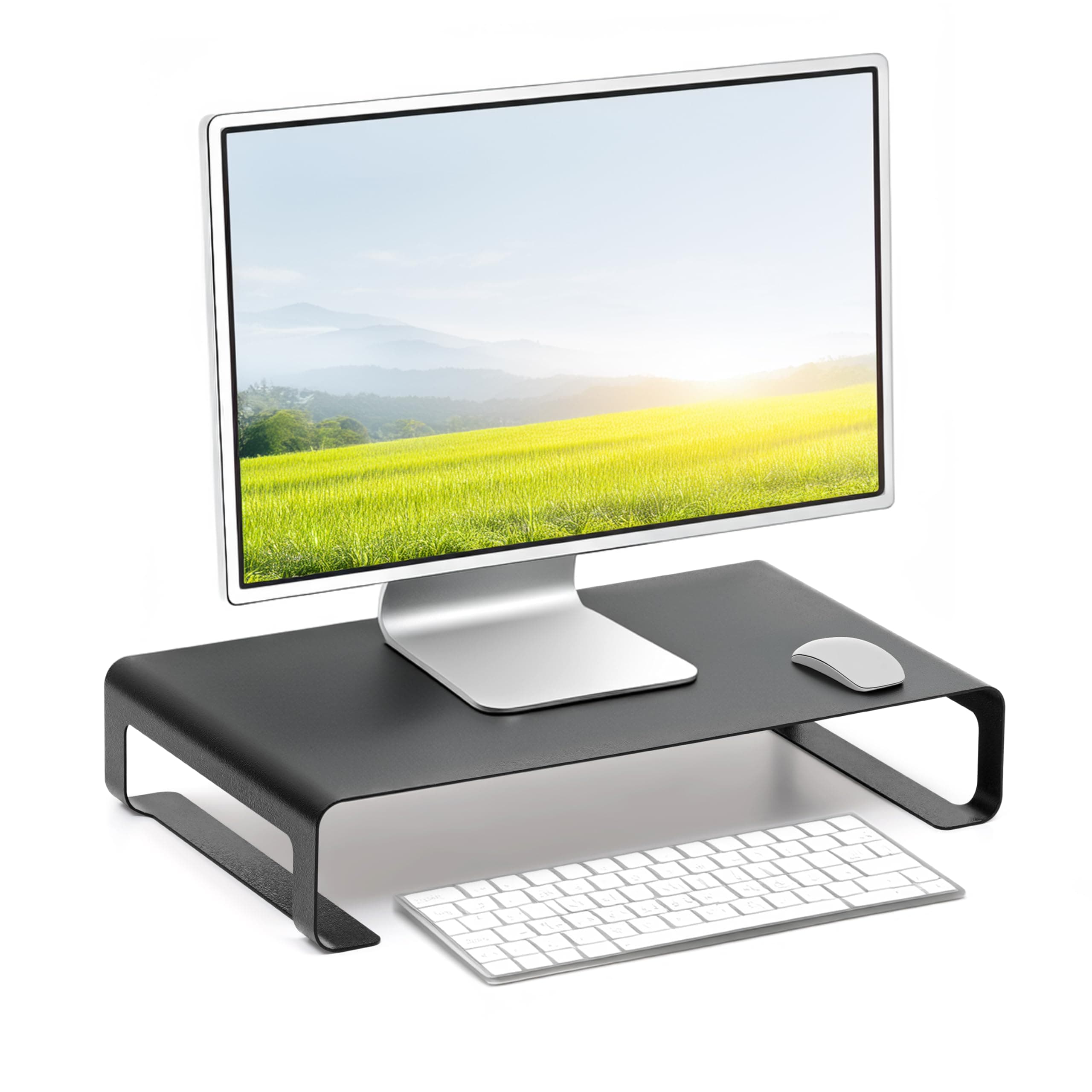 Livzing Metal Monitor Stand Monitor Riser Desk Organizer Supports Upto 20 KG Multipurpose PC Computer Screen Gaming Notebook Desktop Laptop Printer Stand Shelf For Home and Office Black