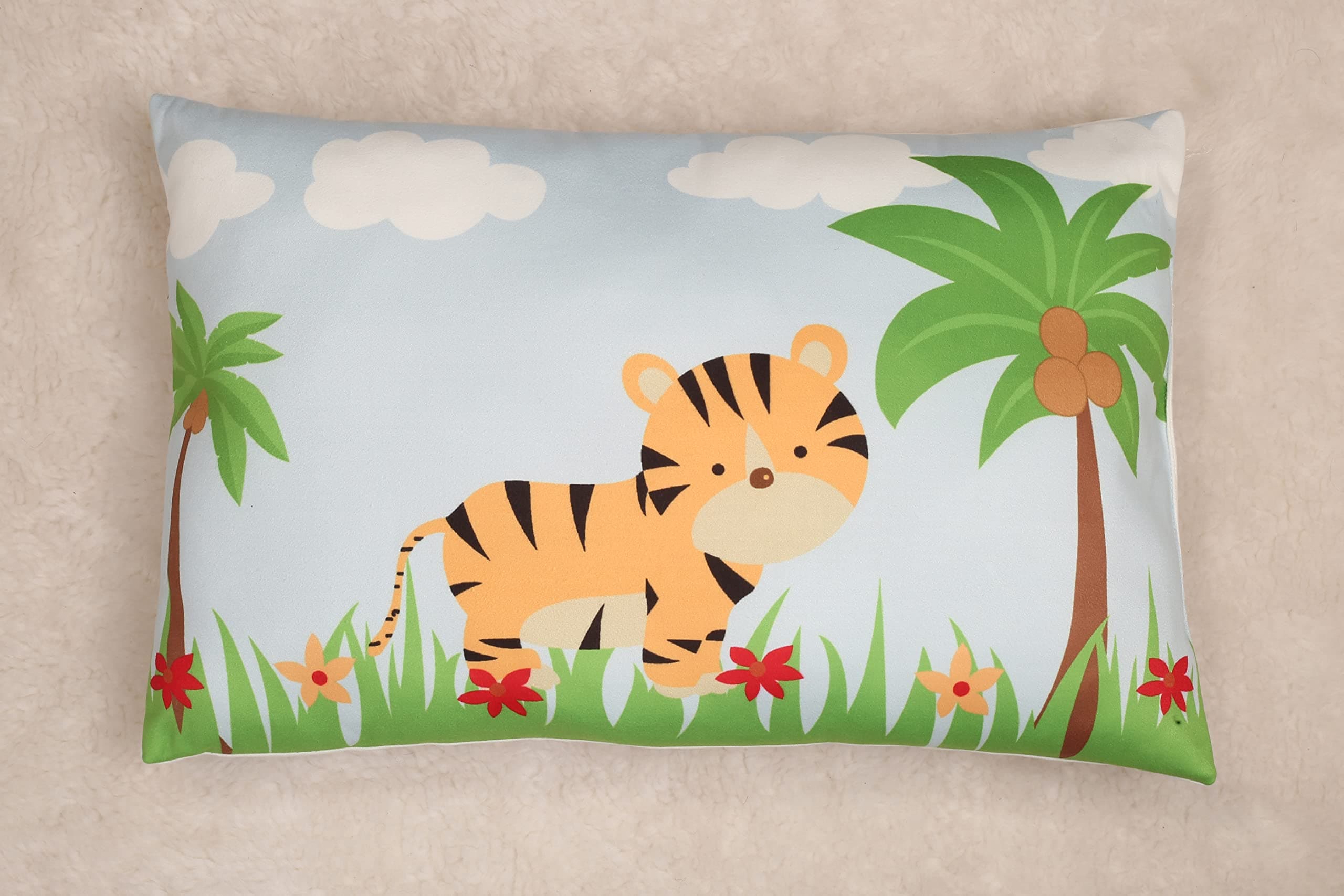 NEW COMERS® Cotton Kids Pillow, TC-150/300 with Super Soft Imported Fabric, 1 to 5 Year Kids, Animal & Cartoon Prints, Kids Pillows for Sleep,Bed Set,Neck Support-12x18-208