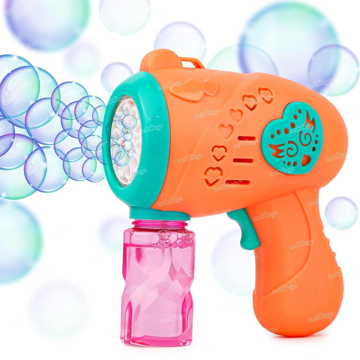 Zest 4 Toyz Bubble Machine for Kids Automatic Bubble Gun Leak-Proof Design with 1 Bubble Solution Outdoor Toys for Kids Boys Girls (Orange)
