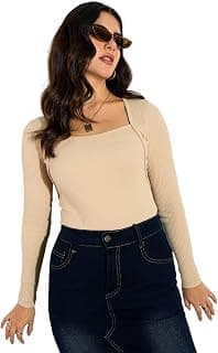 sassafras Women's Solid Slim Fit Cotton Blend Ribbed Knit Long Sleeve Casual Tops