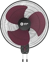 Orient Electric Wall 97 | High Speed Wall Fan for Home | 100% Copper Motor | 90 Degree Oscillation with Tilt Mechanism | 3 Speed Pull Cord | Thermal Overload Protection | Military Grade Guard | Red