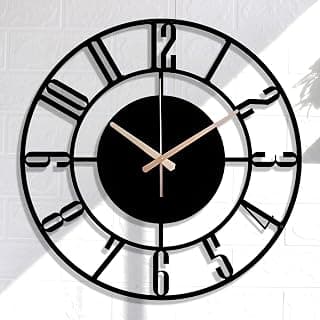 Auromin Unique Metal Wall Clock for Living Room | Non-Ticking Hanging WallClock for Wall Decoration | Stylish Large Analog Clocks for Office, Bedroom, Drawing Room & Kitchen