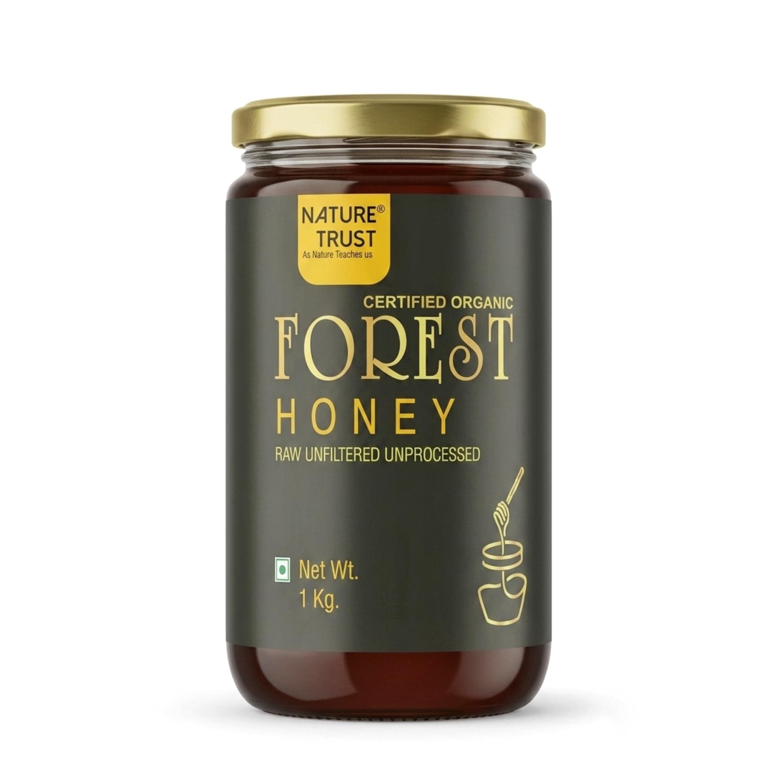 Nature Trust Raw Organic Forest Honey,1kg, Wild, Unprocessed, Unheated, Non Pasteurized, Original Honey 100% Pure and Natural
