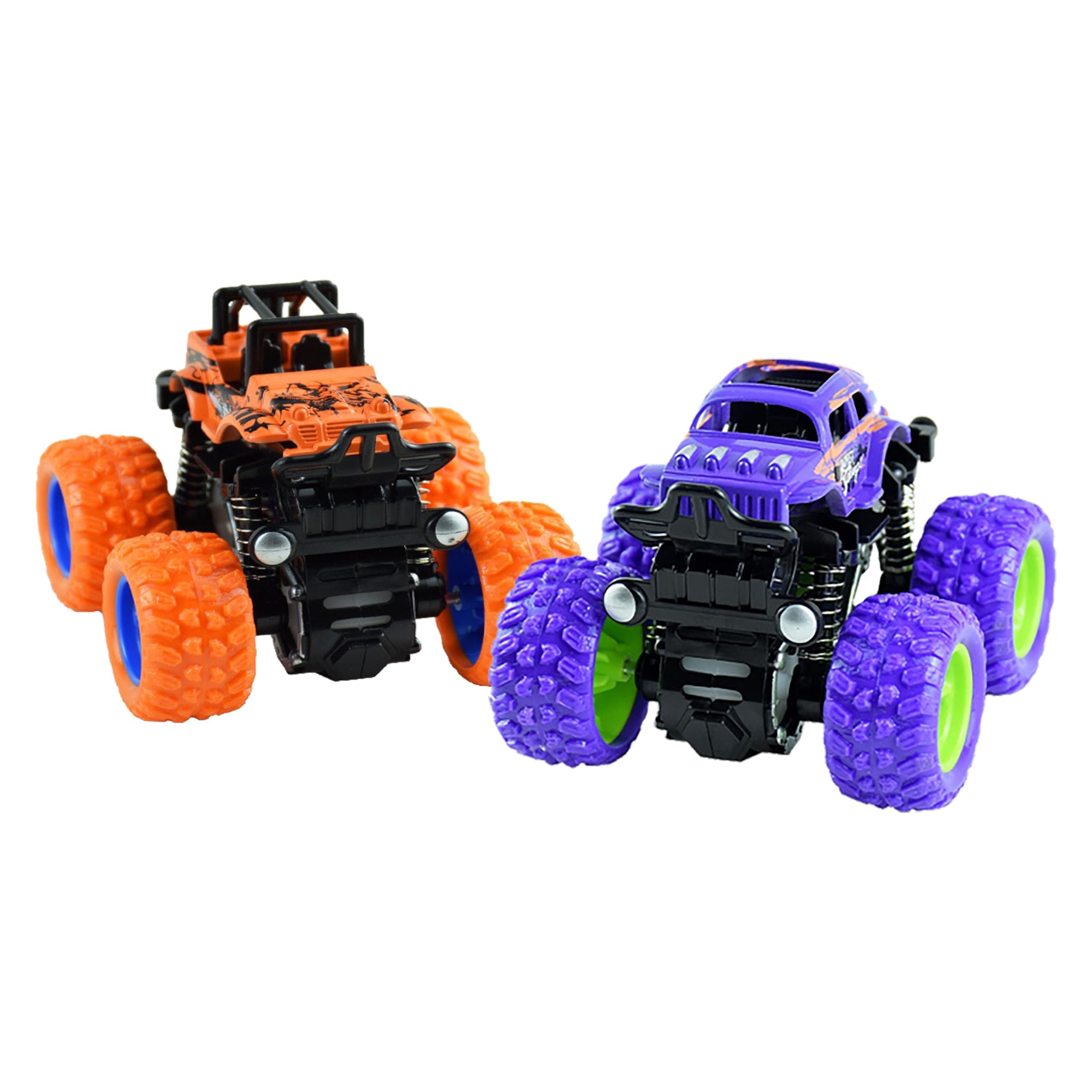 VGRASSP Mini Monster Trucks Friction Powered 360 Degree Stunt Cars for Kids - Push and Go Toddler Toys Inertia Car Toys (Stunt Car Pack of 2)