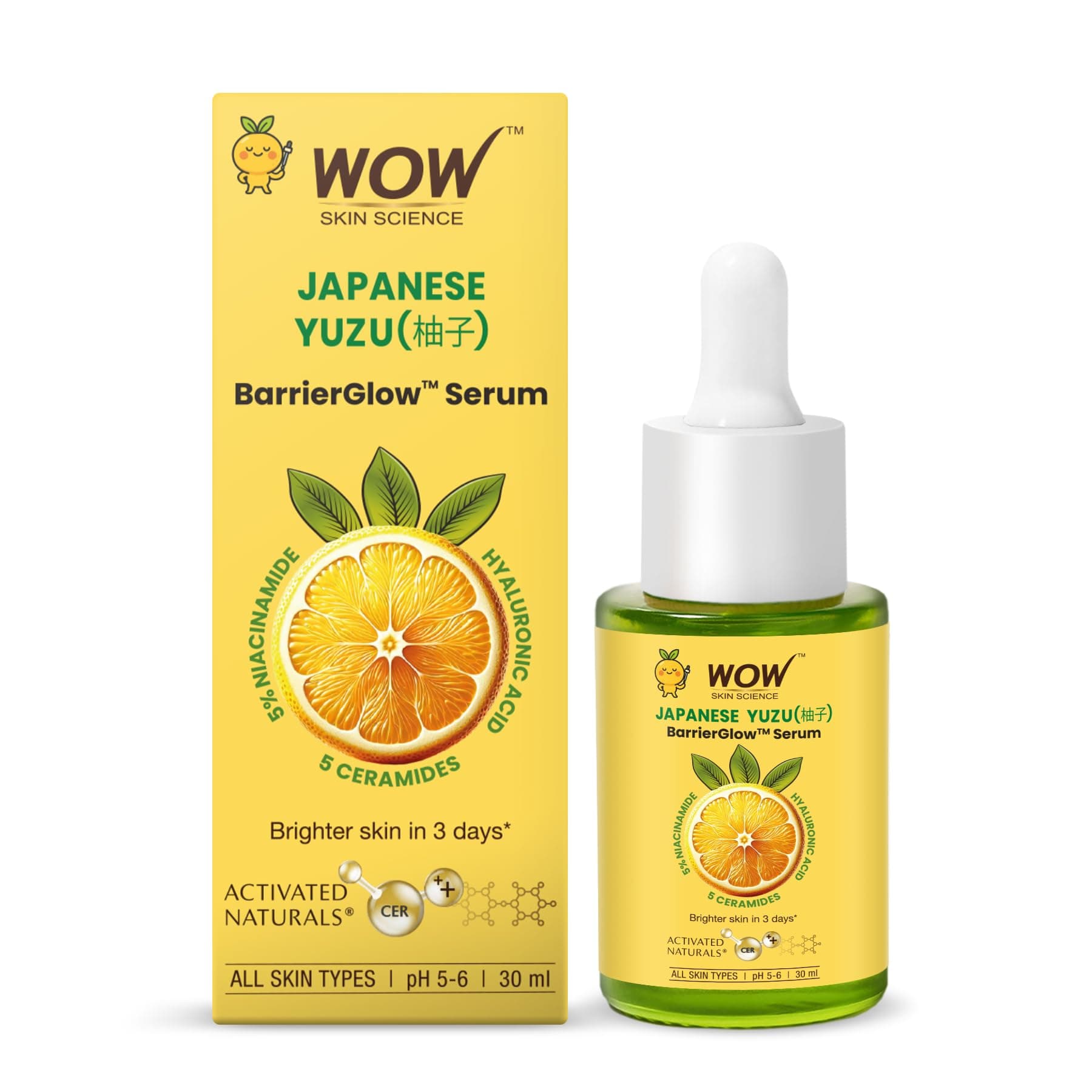 WOW Skin Science Vitamin C Serum | Face Serum with Niacinamide | Japanese Yuzu BarrierGlow™ | 10% Sodium Ascorbyl Phosphate, 5 Ceramides & Hyaluronic Acid | Brightening & Skin Barrier Support | 30 ml